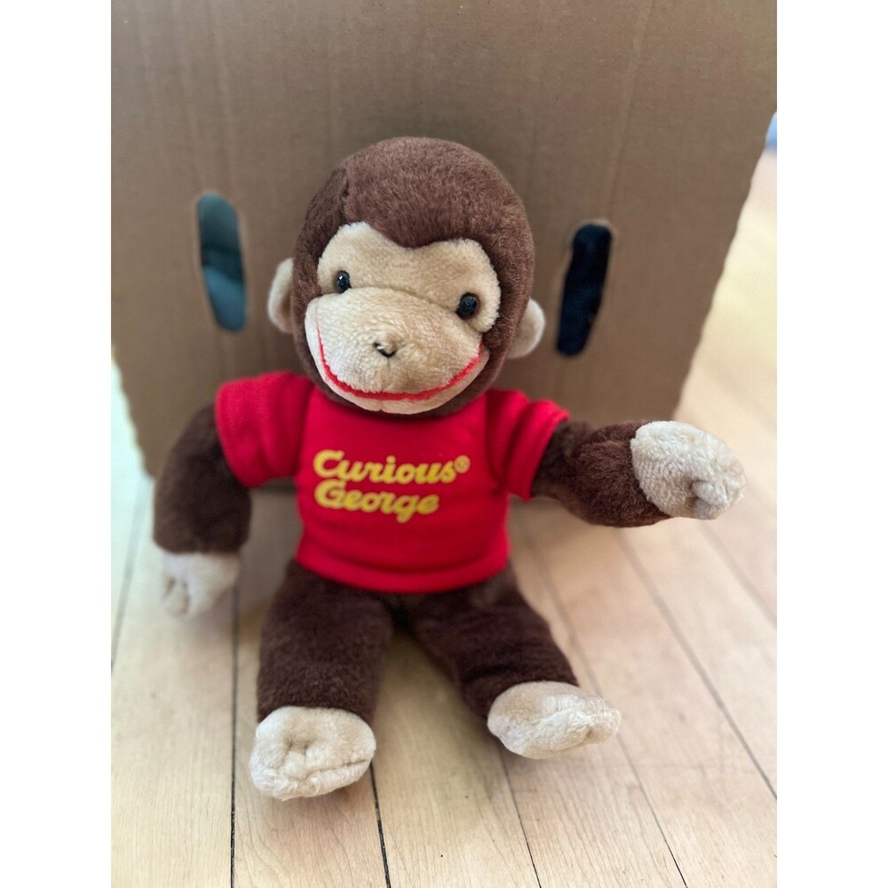 Vintage 1993 Gund Curious George Plush Stuffed Animal Red Shirt Monkey 12 inch